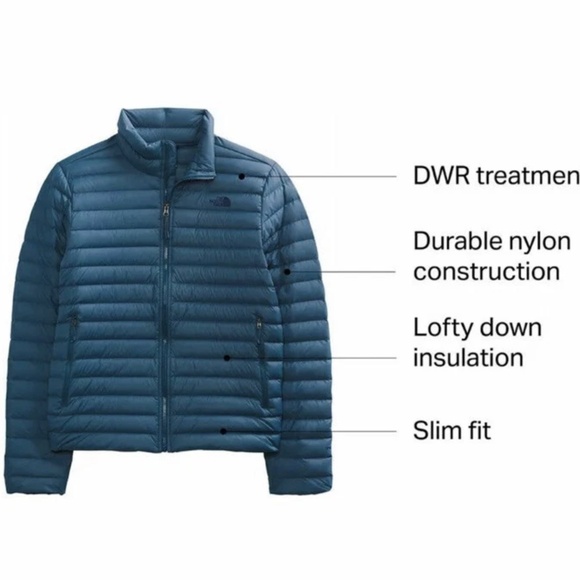 TNF The North Face Men’s Stretch Down 700 Jacket Monterey Blue XL - Picture 2 of 9